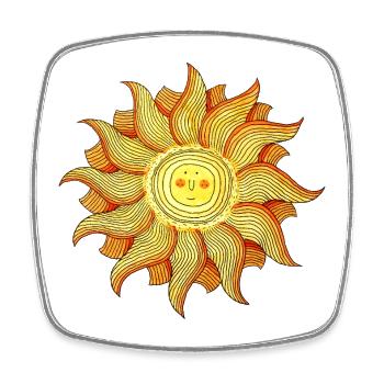 Lächelnde Sonne Aquarell-Style - Viereckiger Kühlschrankmagnet - Weiß - Vorne