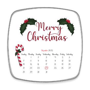 Merry Christmas Calendar Sheet with Bows - Square fridge magnet - white - Front