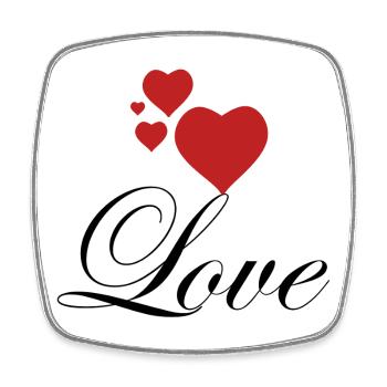 Red hearts with love - Square fridge magnet - white - Front