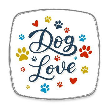 Dog Love Script - Square fridge magnet - white - Front