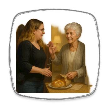 Scène de quartier conviviale - Magnet carré - blanc - Devant