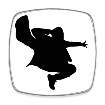 B-Boy Silhouette – Breakdance Jump Kick - Magnet carré - blanc - Devant