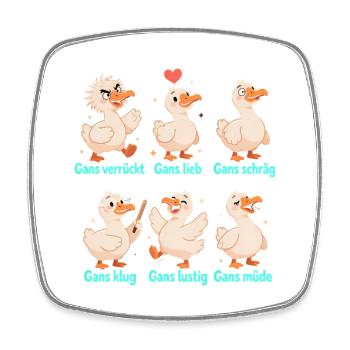 Funny Goose Cartoon – Joke Pun Humor Storytelling - Square fridge magnet - white - Front