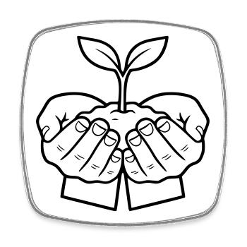 Plante dans les mains | Croissance et espoir - Magnet carré - blanc - Devant