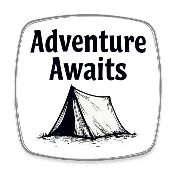 Adventure Awaits Wandern Natur Zelt - Viereckiger Kühlschrankmagnet - Weiß - Vorne