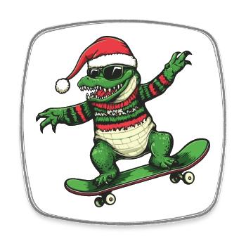 Alligator Weihnachten Lustig - Viereckiger Kühlschrankmagnet - Weiß - Vorne