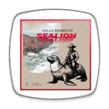 SEALION Rider - Square fridge magnet - white - Front