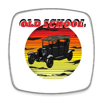 Old School Sunset Car - Viereckiger Kühlschrankmagnet - Weiß - Vorne