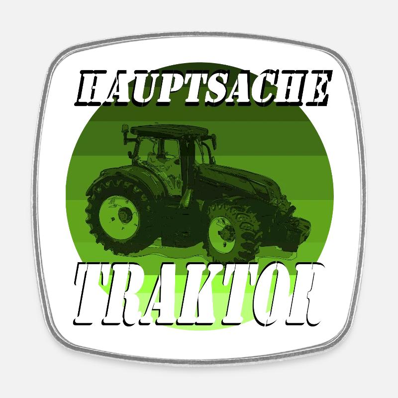 The main thing is a tractor - Square fridge magnet - white