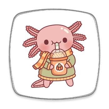 Süßer Axolotl Trinken Kürbis Gewürz Latte Herbst - Viereckiger Kühlschrankmagnet - Weiß - Vorne