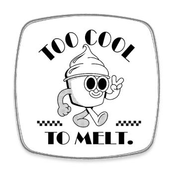 Too Cool to Melt – Retro Icecream Design - Viereckiger Kühlschrankmagnet - Weiß - Vorne