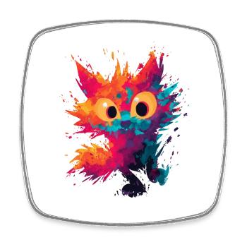 Watercolor_Spiky_Cat_Art - Magnet carré - blanc - Devant