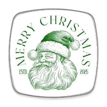 Grünes Weihnachtslogo des Weihnachtsmanns - Viereckiger Kühlschrankmagnet - Weiß - Vorne