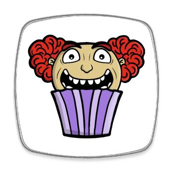Clown cupcake effrayant - Magnet carré - blanc - Devant