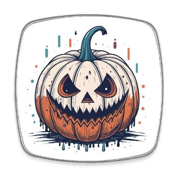 Colorful Pumpkin Horror - Square fridge magnet - white - Front