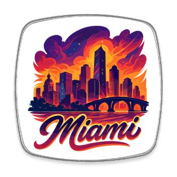 Miami City Magic City Silhouette Skyline Gift - Square fridge magnet - white - Front