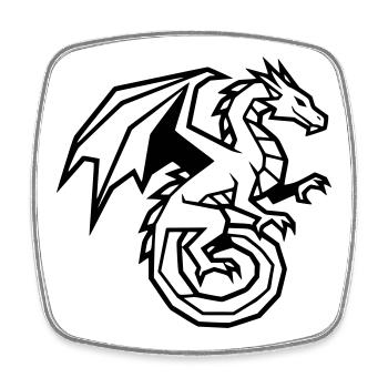 Mächtiger Drache | Schwarzes Tribal Tattoo - Viereckiger Kühlschrankmagnet - Weiß - Vorne