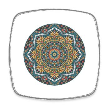 Mandala Circle Pattern in Blue Gold - Square fridge magnet - white - Front