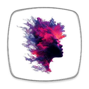 Fiery_Nebula_Woman_Profile_Silhouette - Magnet carré - blanc - Devant