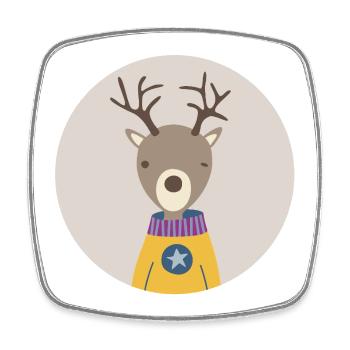 Deer Circle Hunter Kids Forest Autumn Christmas - Square fridge magnet - white - Front