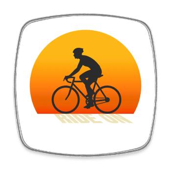 Ride On – Minimalist bike design in the sun - Square fridge magnet - white - Front