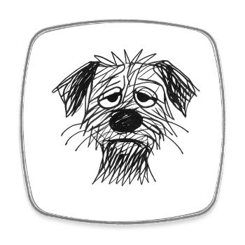 Croquis Portrait de chien épuisé - Magnet carré - blanc - Devant