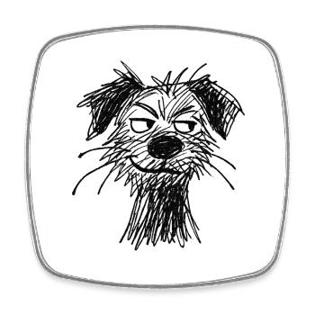 Croquis Chien Portrait Espiègle - Magnet carré - blanc - Devant