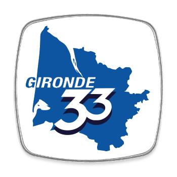 Carte Gironde 33 en Bleu - Magnet carré - blanc - Devant