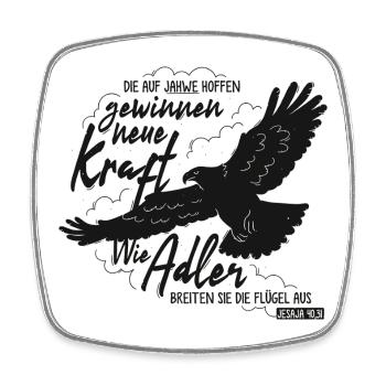 Jesaja 40 31 - Wie Adler Lettering - Viereckiger Kühlschrankmagnet - Weiß - Vorne