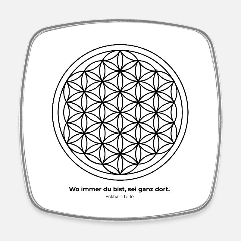 Fleur de vie et dicton, la pleine conscience - Magnet carré - blanc