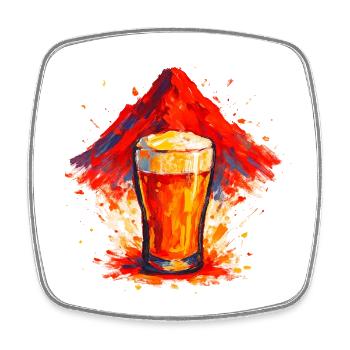 Bierglas Berglandschaft Aquarell - Viereckiger Kühlschrankmagnet - Weiß - Vorne