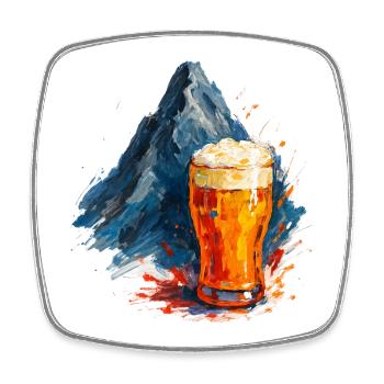 Bier und Bergpanorama - Viereckiger Kühlschrankmagnet - Weiß - Vorne