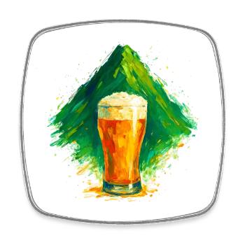 Bier im Bergpanorama - Viereckiger Kühlschrankmagnet - Weiß - Vorne