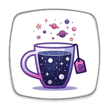 Universe Tea Galaxy in Tea Cup - Square fridge magnet - white - Front