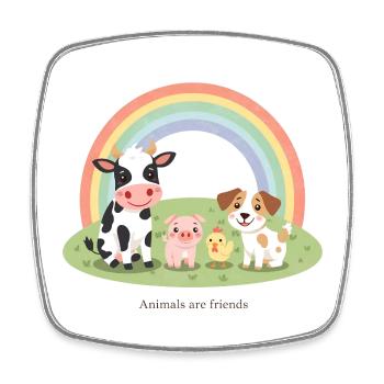 Animals Are Friends Pastell Farm Bauernhof Design - Viereckiger Kühlschrankmagnet - Weiß - Vorne