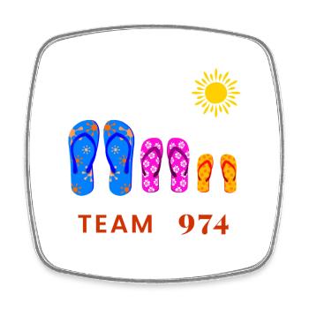 Team 974 Tropical Sun Flip Flops - Square fridge magnet - white - Front