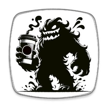 Lustiges Kaffeemonster Comic Design - Viereckiger Kühlschrankmagnet - Weiß - Vorne