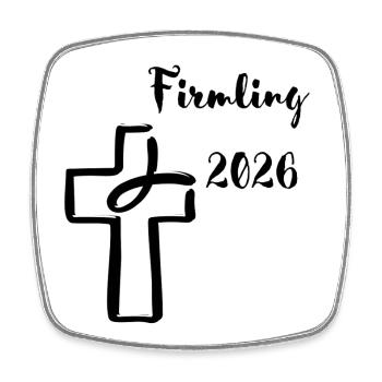 Firmling 2026 Firmung Fisch taucht in Kreuz - Viereckiger Kühlschrankmagnet - Weiß - Vorne