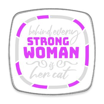 Behind Every Strong Woman Is Her Cat Spruch Katze - Viereckiger Kühlschrankmagnet - Weiß - Vorne