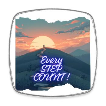 Jeder Schritt zählt Neon Horizon - Viereckiger Kühlschrankmagnet - Weiß - Vorne