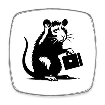 Rat avec mallette - Magnet carré - blanc - Devant