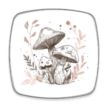 champignon, ramasseur de champignons, cueillette - Magnet carré - blanc - Devant