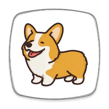 corgi - Magnet carré - blanc - Devant