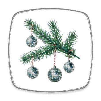 Boules disco sur le sapin de Noël - Magnet carré - blanc - Devant