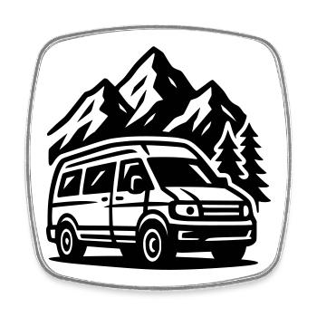 Vanlife - Square fridge magnet - white - Front