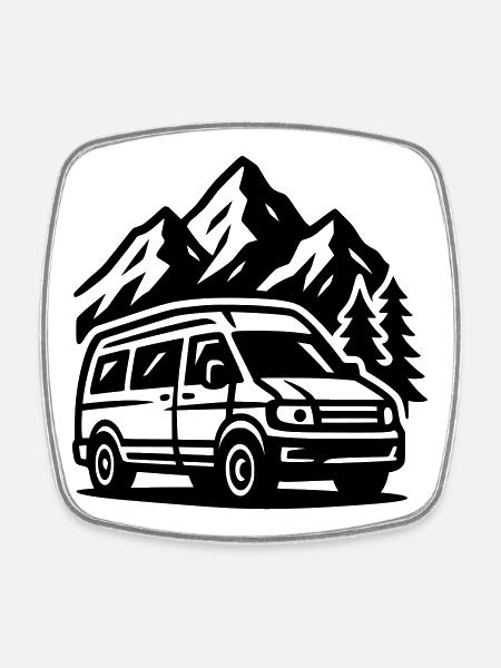 Vanlife - Magnet carré - blanc