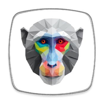 Farbiges Low-Poly Affengesicht Logo Art Design - Viereckiger Kühlschrankmagnet - Weiß - Vorne
