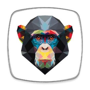 Geometric Monkey Portrait Rainbow Low Poly Art - Square fridge magnet - white - Front