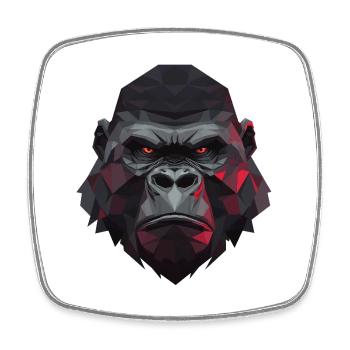 Polygon Gorilla mit roten Augen - Viereckiger Kühlschrankmagnet - Weiß - Vorne