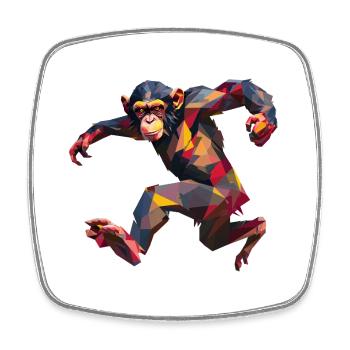 Low Poly Chimpanzee Sprint Logo Design - Square fridge magnet - white - Front
